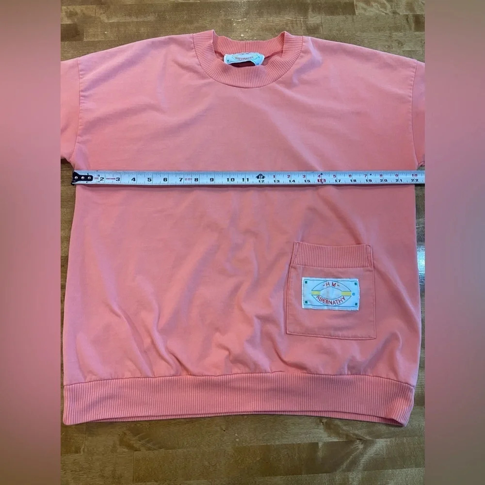 HM‎ ABERNATHY Vintage 80s Peach Pullover Short Sleeve Lightweight Top Small - Picture 6 of 8